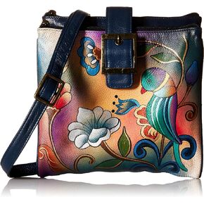 Anna by Anuschka Genuine Leather Travel Organizer, Triple Compartment - Hand-Painted Original Artwork