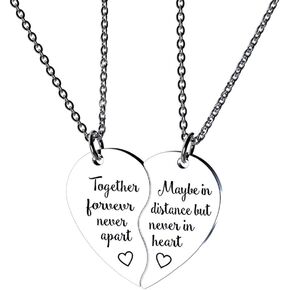 RAMESON 2 قطعة قلادة BFF هدية أفضل أصدقاء إلى الأبد دائمًا ملاك معًا إلى الأبد أبدًا لا تفرق لغز القلب قلادة مجموعة من 2 هدية الصداقة مجوهرات مصنوعة يدويًا له ولها in Kuwait