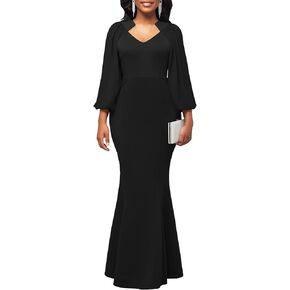 Women's Elegant Formal Mermaid Maxi Dress Off Shoulder Long Sleeve Wedding Split Evening Gown Prom Cocktail Party Dresses