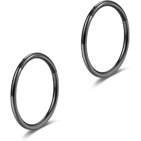 16g 18g 20g Nose Rings Hoops Grade 23 Titanium Black Hinged Septum Rings Seamless Clicker Sleeper Cartilage Daith Tragus Helix Piercing Hoop Earrings