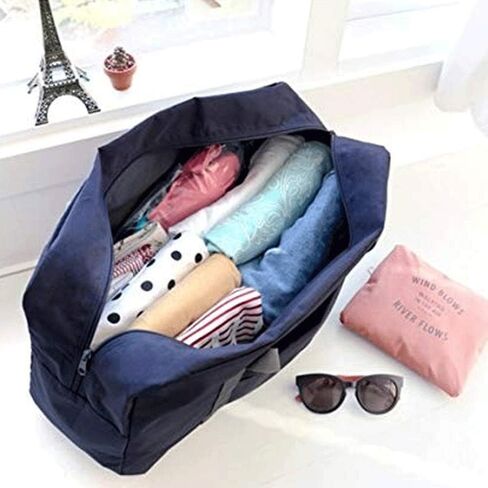 2 Pack Foldable Travel Bag Waterproof Travel Duffel Bag,Women Ladies Man Canvas Weekender Bag Overnight Carry-on Tote Duffel in Trolley Handle (Black&Rred)… in Kuwait