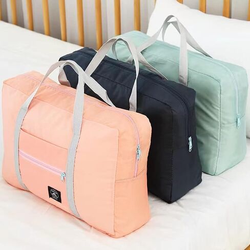 2 Pack Foldable Travel Bag Waterproof Travel Duffel Bag,Women Ladies Man Canvas Weekender Bag Overnight Carry-on Tote Duffel in Trolley Handle (Black&Rred)… in Kuwait