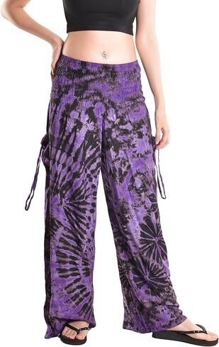بنطال Orient Trail نسائي واسع الساق مصبوغ على البارد من Palazzo Yoga Tie Dye in Saudi Arabia