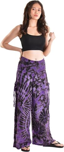 بنطال Orient Trail نسائي واسع الساق مصبوغ على البارد من Palazzo Yoga Tie Dye in Saudi Arabia