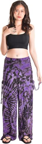 بنطال Orient Trail نسائي واسع الساق مصبوغ على البارد من Palazzo Yoga Tie Dye in Saudi Arabia