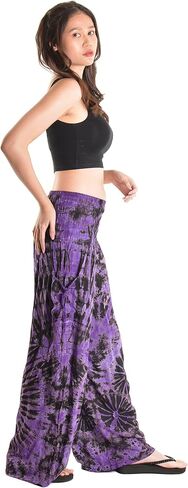 بنطال Orient Trail نسائي واسع الساق مصبوغ على البارد من Palazzo Yoga Tie Dye in Saudi Arabia