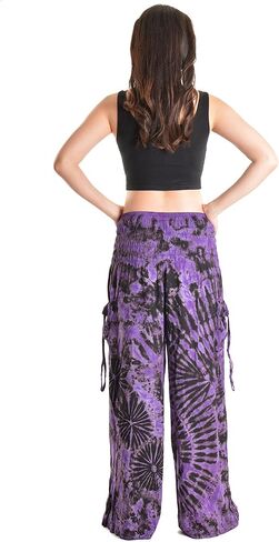 بنطال Orient Trail نسائي واسع الساق مصبوغ على البارد من Palazzo Yoga Tie Dye in Saudi Arabia