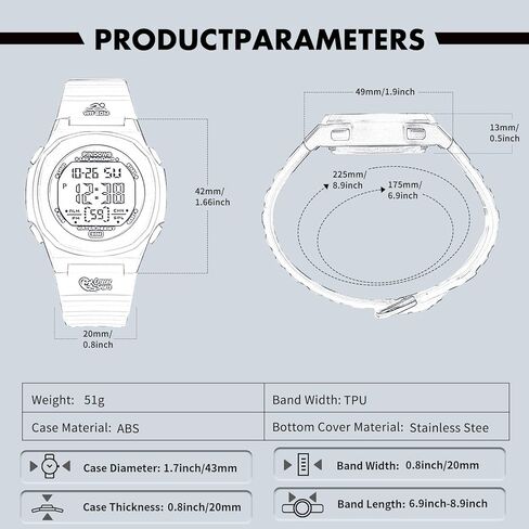 ساعات بيندوس للنساء، ساعة رياضية رقمية 50 متر مقاومة للماء بإضاءة خلفية LED وتقويم مع ساعة منبه. in Kuwait