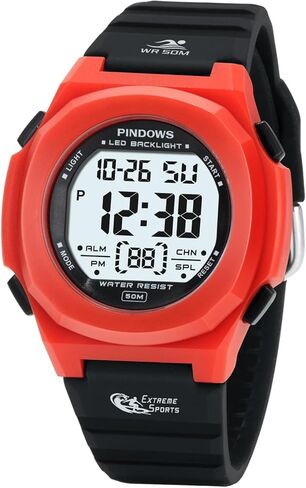 ساعات بيندوس للنساء، ساعة رياضية رقمية 50 متر مقاومة للماء بإضاءة خلفية LED وتقويم مع ساعة منبه. in Kuwait