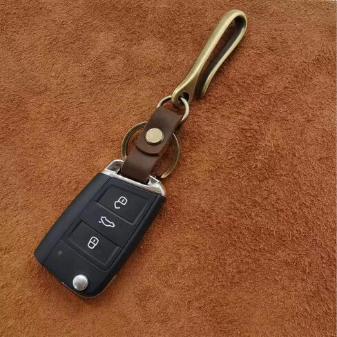 RIVEENY 2 Pack Fish Hook Keychain,Belt Key Clip,Real Leather Handmade Retro Snap U Hook Key Holder Key Ring Key Chain in Kuwait