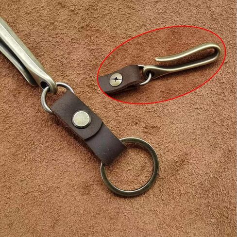 RIVEENY 2 Pack Fish Hook Keychain,Belt Key Clip,Real Leather Handmade Retro Snap U Hook Key Holder Key Ring Key Chain in Kuwait