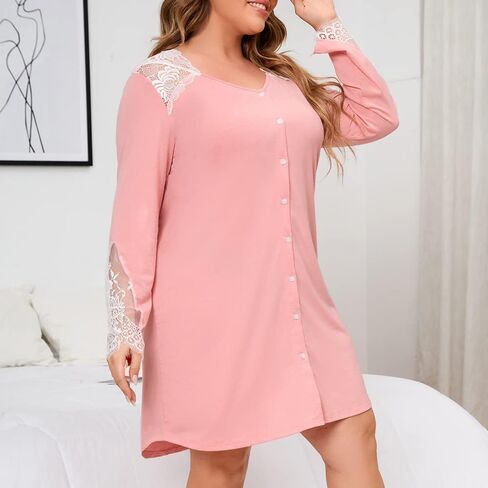 قمصان نوم FINIZO للنساء بأزرار سفلية وقمصان نوم قصيرة الأكمام وملابس نوم ناعمة in Kuwait