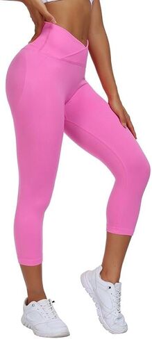 سراويل اليوغا النسائية من Litthing مع جيب سراويل رياضية ضيقة للتمرين واللياقة البدنية مقصوصة على شكل حرف V متقاطعة عالية الخصر سراويل ضيقة للمؤخرة والبطن in Kuwait