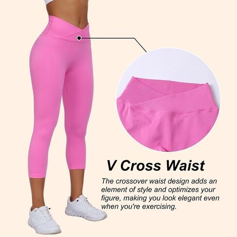سراويل اليوغا النسائية من Litthing مع جيب سراويل رياضية ضيقة للتمرين واللياقة البدنية مقصوصة على شكل حرف V متقاطعة عالية الخصر سراويل ضيقة للمؤخرة والبطن in Kuwait