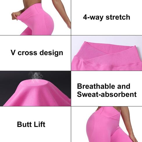 سراويل اليوغا النسائية من Litthing مع جيب سراويل رياضية ضيقة للتمرين واللياقة البدنية مقصوصة على شكل حرف V متقاطعة عالية الخصر سراويل ضيقة للمؤخرة والبطن in Kuwait