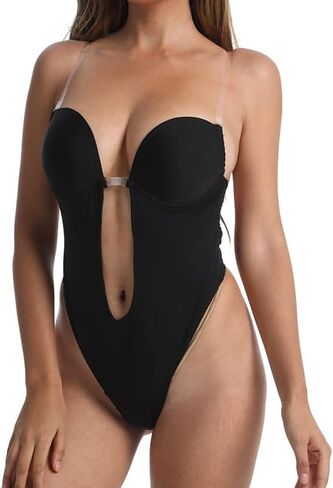 Gasin Women's Sexy Lingerie - V Open Back - Invisible Shoulder Strap - Bra Bodysuit - Evening Dress Bodysuit in Saudi Arabia