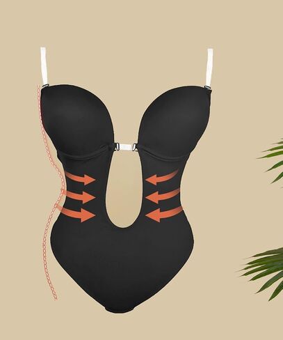 Gasin Women's Sexy Lingerie - V Open Back - Invisible Shoulder Strap - Bra Bodysuit - Evening Dress Bodysuit in Saudi Arabia
