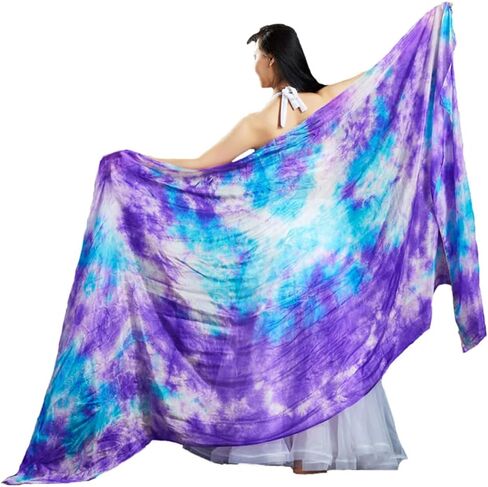 Women Colorful Professional Belly Dance Silk Veils Hand Made Tie Dyed Scarf in Saudi Arabia