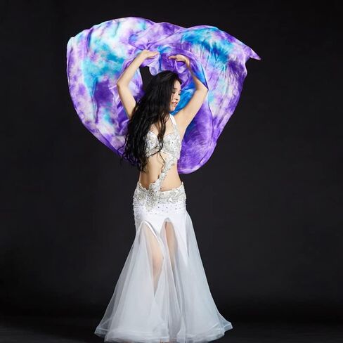 Women Colorful Professional Belly Dance Silk Veils Hand Made Tie Dyed Scarf in Saudi Arabia