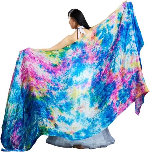 Women Colorful Professional Belly Dance Silk Veils Hand Made Tie Dyed Scarf in Saudi Arabia