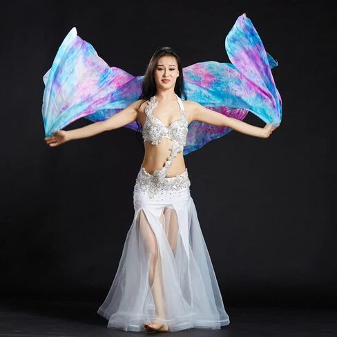 Women Colorful Professional Belly Dance Silk Veils Hand Made Tie Dyed Scarf in Saudi Arabia
