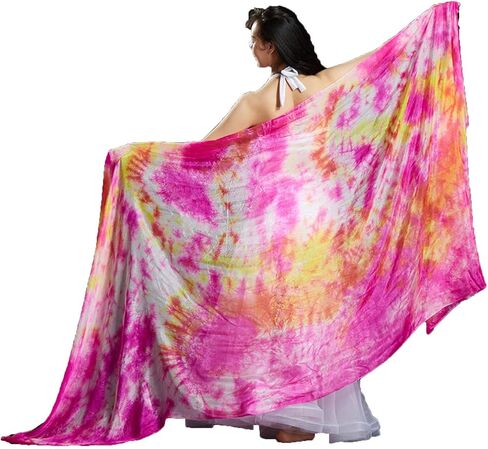 Women Colorful Professional Belly Dance Silk Veils Hand Made Tie Dyed Scarf in Saudi Arabia