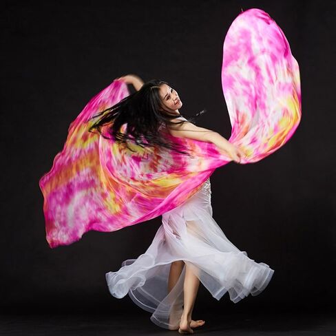 Women Colorful Professional Belly Dance Silk Veils Hand Made Tie Dyed Scarf in Saudi Arabia
