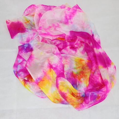 Women Colorful Professional Belly Dance Silk Veils Hand Made Tie Dyed Scarf in Saudi Arabia
