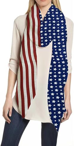 Lina & Lily Patriotic Flag Print Scarf Shawl Wrap Lightweight in Saudi Arabia