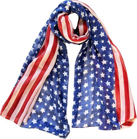 Lina & Lily Patriotic Flag Print Scarf Shawl Wrap Lightweight in Saudi Arabia