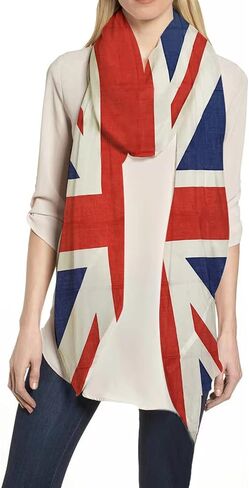 Lina & Lily Patriotic Flag Print Scarf Shawl Wrap Lightweight in Saudi Arabia