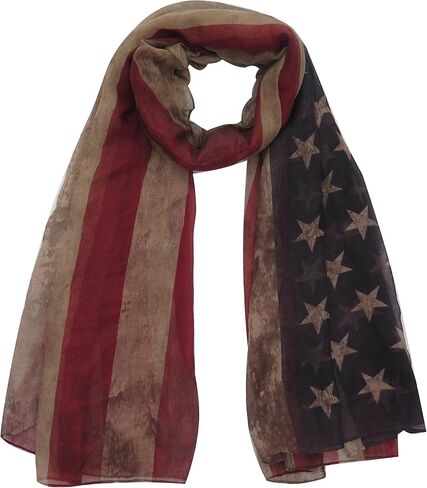 Lina & Lily Patriotic Flag Print Scarf Shawl Wrap Lightweight in Saudi Arabia
