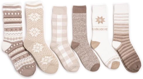 MUK LUKS Womens Microfiber Heat Reatiner Sock (6 Pair Pack) Qomen's Sock 6 pair pack Microfiber Crew Returns in Saudi Arabia