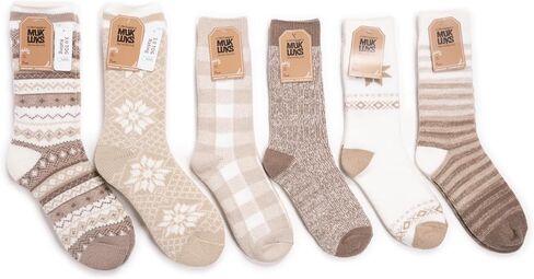 MUK LUKS Womens Microfiber Heat Reatiner Sock (6 Pair Pack) Qomen's Sock 6 pair pack Microfiber Crew Returns in Saudi Arabia