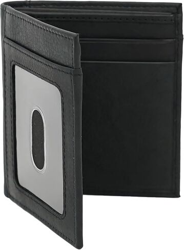 محفظة AG Wallets جلدية رفيعة بتقنية RFID وحامل بطاقات، وفتحتان لبطاقة الهوية، وفتحات متعددة لبطاقات الائتمان، ومقصورة واحدة للفواتير (BlackNapa) in Kuwait