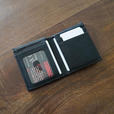 محفظة AG Wallets جلدية رفيعة بتقنية RFID وحامل بطاقات، وفتحتان لبطاقة الهوية، وفتحات متعددة لبطاقات الائتمان، ومقصورة واحدة للفواتير (BlackNapa) in Kuwait