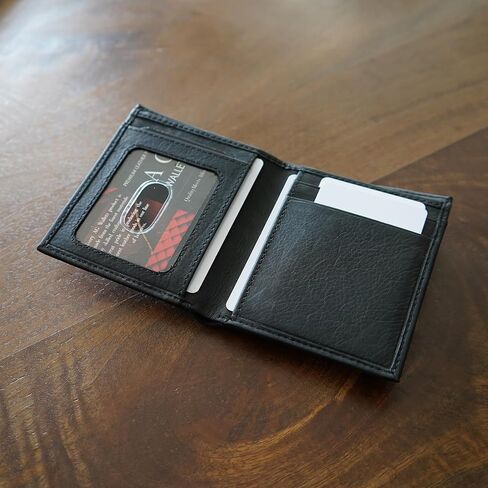 محفظة AG Wallets جلدية رفيعة بتقنية RFID وحامل بطاقات، وفتحتان لبطاقة الهوية، وفتحات متعددة لبطاقات الائتمان، ومقصورة واحدة للفواتير (BlackNapa) in Kuwait