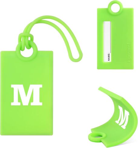 بطاقات الأمتعة Vigorport مع بطاقة هوية الاسم، وبطاقات الأمتعة الأولية لحقيبة السفر، 3 عبوات من علامات الأمتعة القابلة للانحناء بلون نيون ساطع وعلامات الأمتعة الأولية M in Kuwait