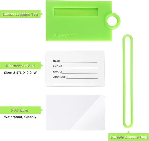 بطاقات الأمتعة Vigorport مع بطاقة هوية الاسم، وبطاقات الأمتعة الأولية لحقيبة السفر، 3 عبوات من علامات الأمتعة القابلة للانحناء بلون نيون ساطع وعلامات الأمتعة الأولية M in Kuwait