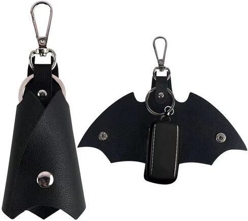 حامل مفاتيح على شكل خفاش للرجال، سلسلة مفاتيح السيارة للرجال، واقي مفتاح السيارة من الجلد، حامل مفاتيح للزوج والصديق هدايا عيد الميلاد للرجال والكريسماس، اسود، S in Kuwait
