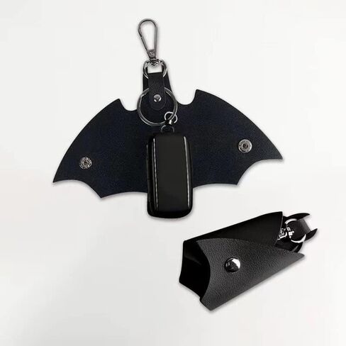 حامل مفاتيح على شكل خفاش للرجال، سلسلة مفاتيح السيارة للرجال، واقي مفتاح السيارة من الجلد، حامل مفاتيح للزوج والصديق هدايا عيد الميلاد للرجال والكريسماس، اسود، S in Kuwait