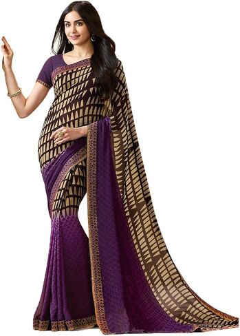 Mohit Creations Women's Partywear Printed Saree with Unstitched Blouse in Saudi Arabia
