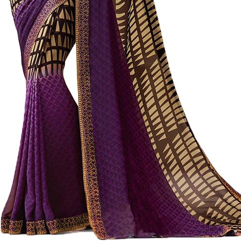 Mohit Creations Women's Partywear Printed Saree with Unstitched Blouse in Saudi Arabia