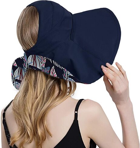 قبعة شمسية نسائية عالية ذيل حصان للحماية من الأشعة فوق البنفسجية بحافة واسعة للشاطئ، قبعة سفر صيفية قابلة للعكس وقابلة للطي in Kuwait