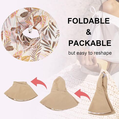 قبعة شمسية نسائية عالية ذيل حصان للحماية من الأشعة فوق البنفسجية بحافة واسعة للشاطئ، قبعة سفر صيفية قابلة للعكس وقابلة للطي in Kuwait