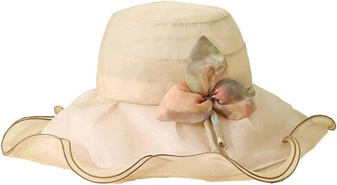 Lace Beige Sun Hat Women|UV Radiation protectionHat| Mulberry Silk Style Big Brim Hat|with Sweatband and Windproof Cord in Saudi Arabia