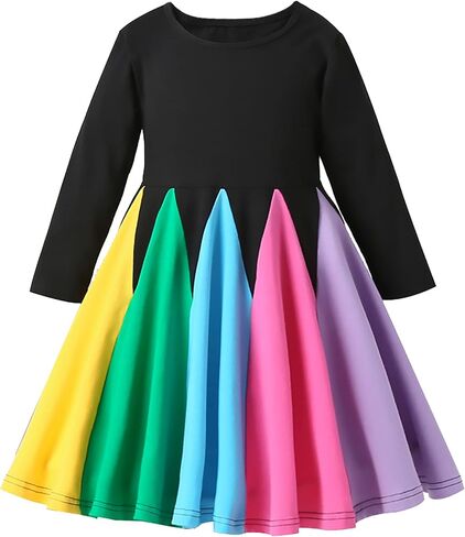 فستان للفتيات من KISSOURBABY فستان كاجوال قطني بأكمام طويلة فستان مطبوع عتيق ملابس الأميرة in Kuwait