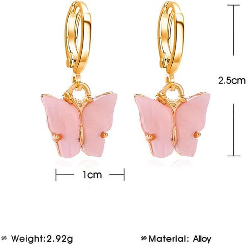 2PCS Butterfly Hoop Earrings. Acrylic Gold Butterfly Wings Huggie Earring,Cute Insect Butterfly Dangle Earrings Set for Women Girl's Jewelry in Saudi Arabia