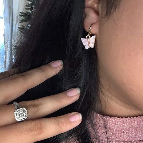 2PCS Butterfly Hoop Earrings. Acrylic Gold Butterfly Wings Huggie Earring,Cute Insect Butterfly Dangle Earrings Set for Women Girl's Jewelry in Saudi Arabia