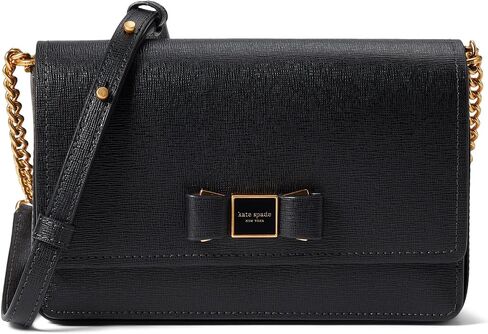 Kate Spade New York Morgan Bow Embellished Saffiano Leather Flap Chain Wallet Black One Size, Black, One size in Saudi Arabia